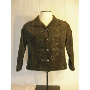 ALIA Petite Medium Long Sleeve Corduroy Jacket (w/snap closure)